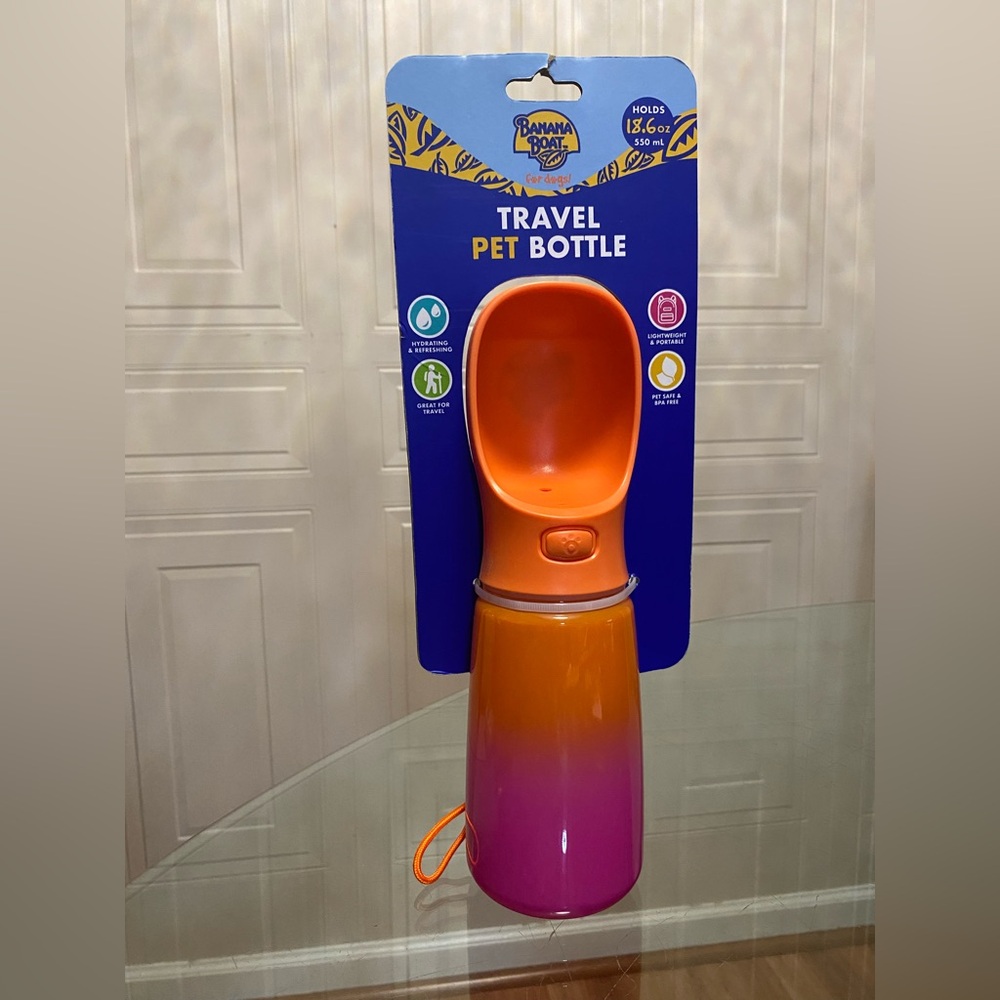 Travel Pet Bottle Bowl Banana Boat Dog 18.6 Oz BPA Free Portable Must Have!!!